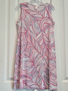 Stella Parker Palm Leaf Shift Dress Sleeveless Resort Beach SmallStella Parker p
